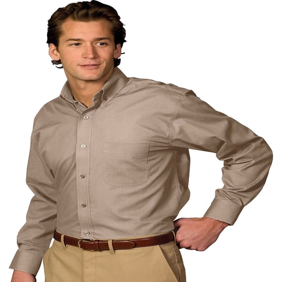 Edwards Men's Long Sleeve Soft Touch Poplin Shirt, 6XL T, TAN