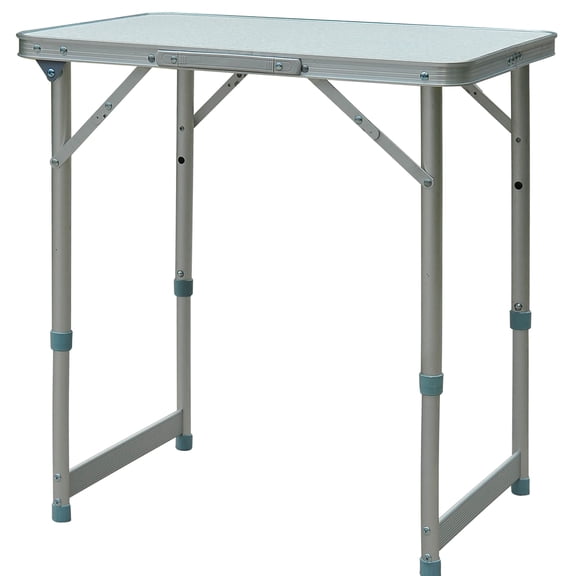 Lightweight Portable 23" Folding Camping Table - Height Adjustable For All Settings Camping, Picnic, Garage Grey + Silver With Anywhere Purpose
