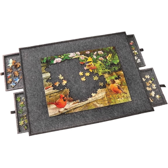 Lightweight Portable Felt Puzzle Board Non-Slip with 4 Removable Drawers for up to 1500 Piece Puzzles 34.75 x 26 Inch