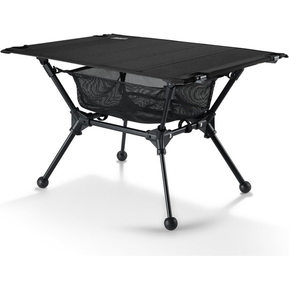 Lightweight Portable Folding Table with Mesh Storage Net and Height Adjustment