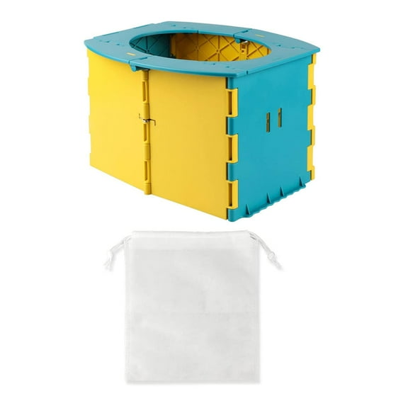 Lightweight Portable Folding Toilet Bucket Toilet with Replacement Bags Travel Toilet Car Toilet for Boat Outdoor Hiking Trip Blue