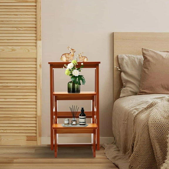 Lightweight Portable Multifunctional Step Stool, 3-Step Stool Stepladders, Folding Library Ladder Chair, Display Stand and Flower Stand for Home