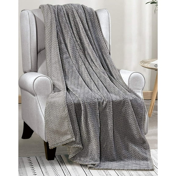 Lightweight Printed Throw Blanket- All Season, Ultra Soft, Cozy and Plush- Decorative Throw Blankets, Perfect for Lounging, 50 x 60 inches, Chevron Throw Blanket, Gray