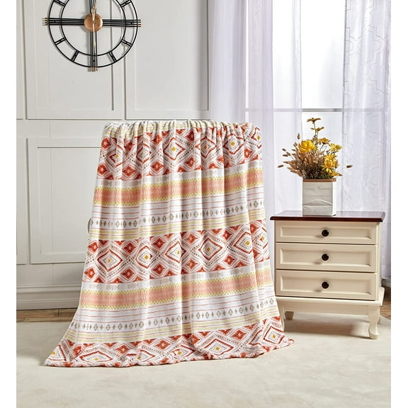 Lightweight Printed Throw Blanket- All Season, Ultra Soft, Cozy and Plush- Decorative Throw Blankets, Perfect for Lounging, 50 x 70 inches, Nayati Throw