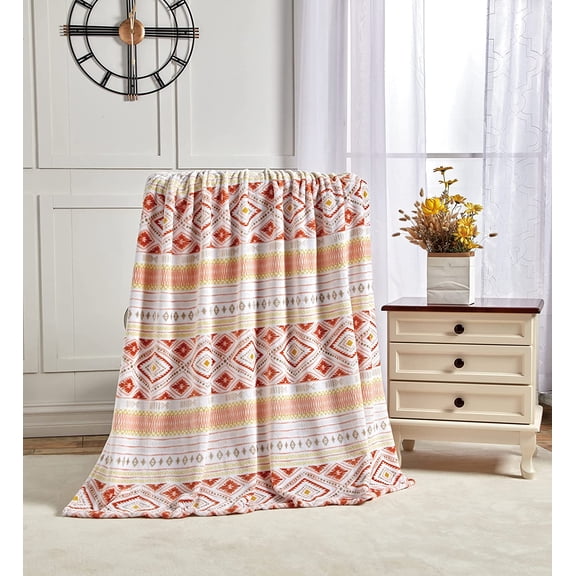 Lightweight Printed Throw Blanket- All Season, Ultra Soft, Cozy and Plush- Decorative Throw Blankets, Perfect for Lounging, 50 x 70 inches, Nayati Throw