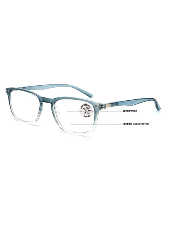 Lightweight Progressive Clear Bifocal Reading glasses - No Line or Bubble - Zero Power on Top Reader Translucent Slim Unisex CR04 +2.50