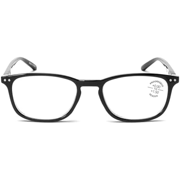 Lightweight Progressive Clear Bifocal Reading glasses - No Line or Bubble - Zero Power on Top Reader Translucent Slim