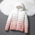 thumbnail image 1 of Lightweight Puffer Jacket for Women Color Gradient Zip Up Hooded Quilted Jackets with Zipper Pockets Plus Size Trendy Warm Casual Down Coat 2025 Winter Outdoor Short Coats, 1 of 3