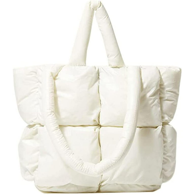 Lightweight Puffer Tote Purse Quilted Women Luxury Handbag Soft Shoulder Bag