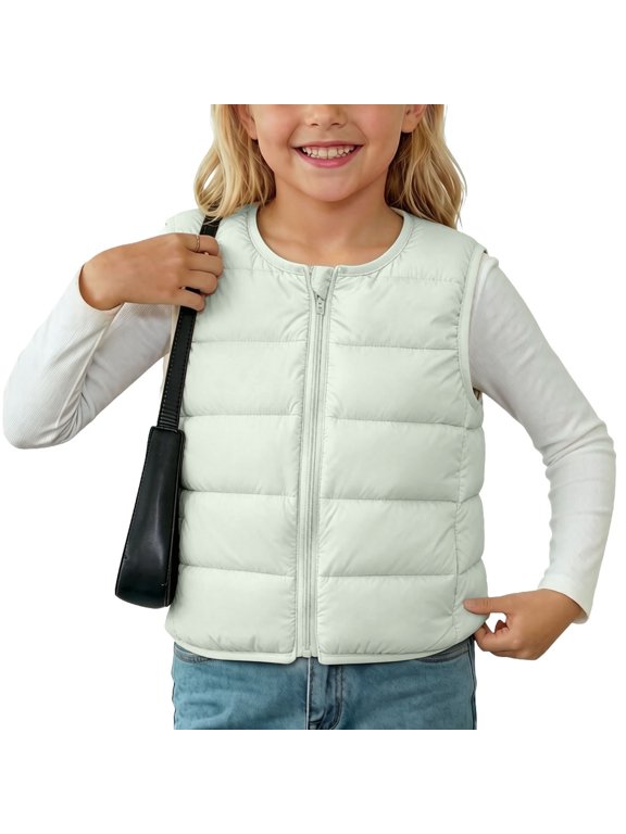 Lightweight Puffer Vest Toddler Girls Boys Fall Winter Thermal Quilted Jacket Vests Full Zipper Down Coats Mint Green, Size 3 Y