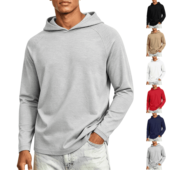 Lightweight Pullover Hoodies for Men Long Sleeve Hoodie for Golf Gym Workout Athletic Sweatshirt Gray L