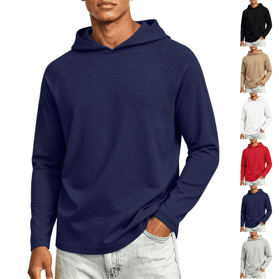 Lightweight Pullover Hoodies for Men Long Sleeve Hoodie for Golf Gym Workout Athletic Sweatshirt Navy 2XL