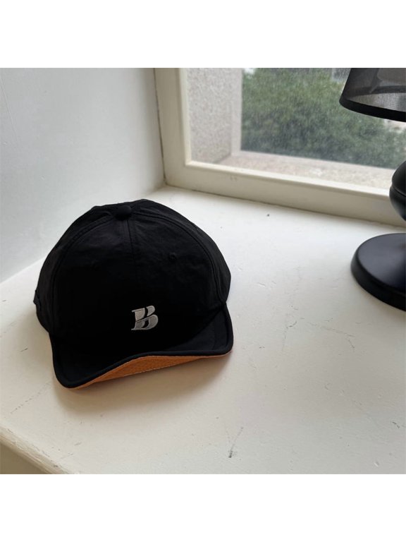 Lightweight Quick‑Dry Baseball Cap, Letter B Embroidery, Contrast Color Inner Brim, Adjustable Unisex Outdoor Sports Hat