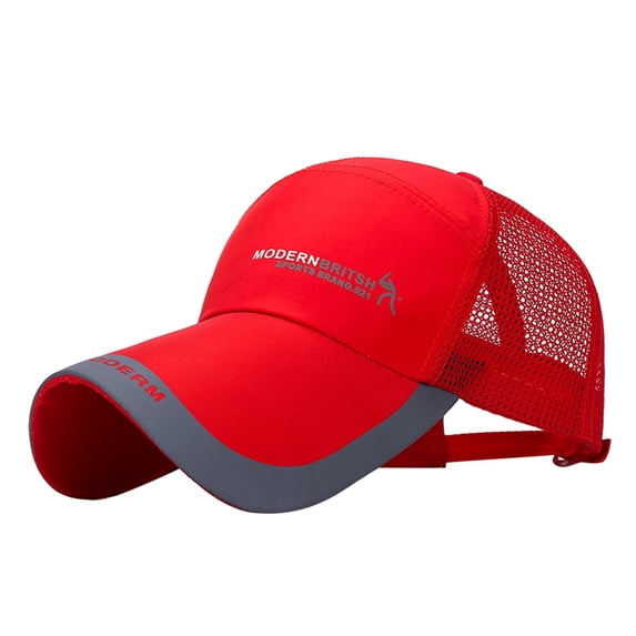 Lightweight Quick Dry Mesh Back Sports Trucker Cap, JIANLAI Printed Letter Curved Brim Baseball Hat with Reflective Brim Trim, Adjustable Breathable Outdoor Headwear
