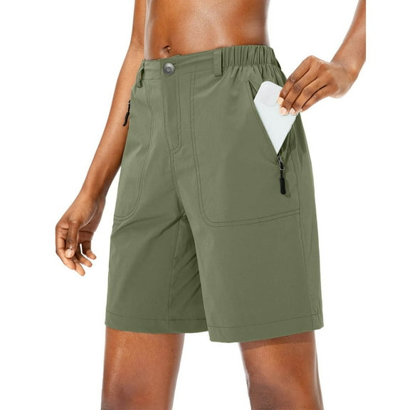 Lightweight Quick Drying Breathable Sports Shorts with Elastic Waistband, Multiple Pockets, Blended Fabric, Green XL, Size S-3XL