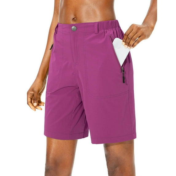 Lightweight Quick Drying Breathable Sports Shorts with Elastic Waistband, Multiple Pockets, Blended Fabric, Pink S, Size S-3XL