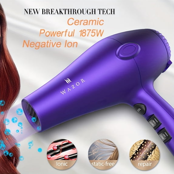 Lightweight And Quiet Hair Dryer with 1875W Power - Features Ceramic Ionic Technology, Three Heat Options, Perfect As a Gift Set, Ideal for Salon-Quality Blow Drying, a Great Present for Loved Ones