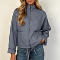 thumbnail image 1 of Lightweight Quilted Jacket for Women Stand Collar Full Zip Drawstring Hem Side Pockets Fashion Outerwear Casual Fall Winter Coat,S-3XL, 1 of 7