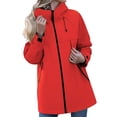 thumbnail image 1 of Lightweight Rain Jacket Women Waterproof Breathable Raincoat Packable Hooded Windbreaker Deep Red 2XL, 1 of 4