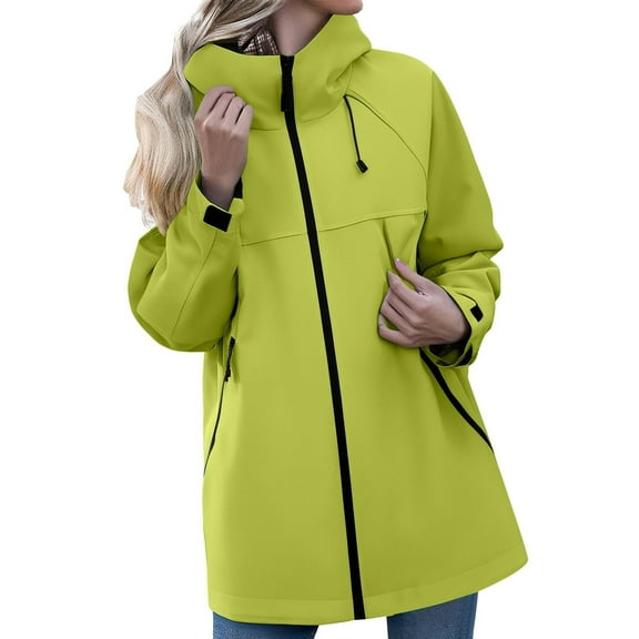 Lightweight Rain Jacket Women Waterproof Breathable Raincoat Packable Hooded Windbreaker Light Green L