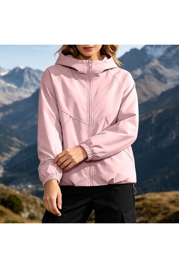 Lightweight Rain Jacket Women Waterproof - Raincoat for Women Packable Rain coat Hooded Windbreaker for Travel Outdoor, Pink-2XL