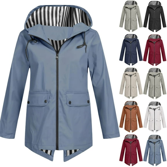 Lightweight Rain Jacket Women Waterproof - Raincoat for Women Packable Rain coat Hooded Windbreaker for Travel Outdoor