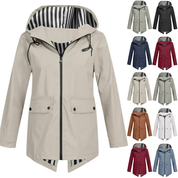 Lightweight Rain Jacket Women Waterproof - Raincoat for Women Packable Rain coat Hooded Windbreaker for Travel Outdoor