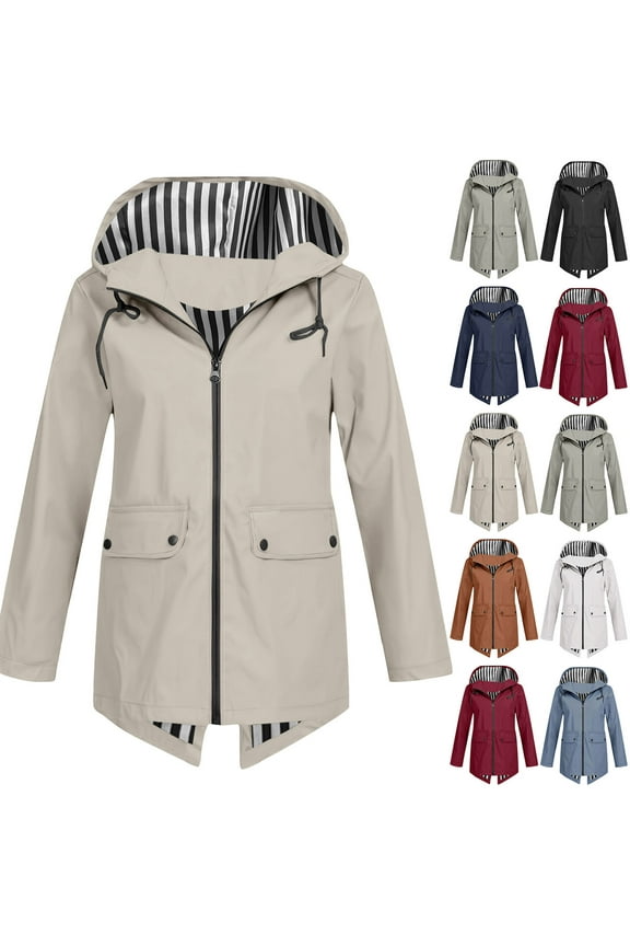 Lightweight Rain Jacket Women Waterproof - Raincoat for Women Packable Rain coat Hooded Windbreaker for Travel Outdoor