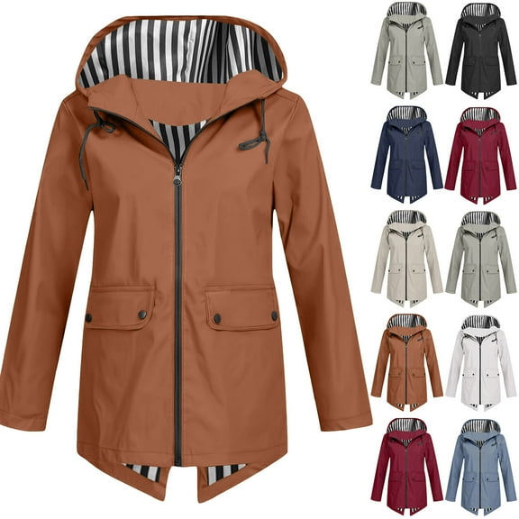 Lightweight Rain Jacket Women Waterproof - Raincoat for Women Packable Rain coat Hooded Windbreaker for Travel Outdoor