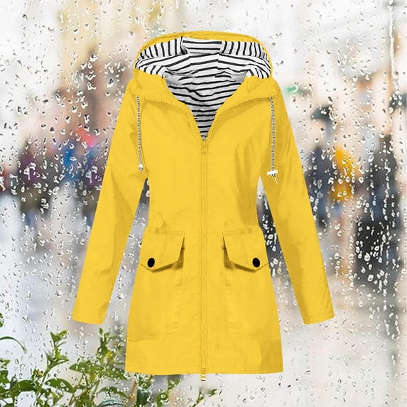 Lightweight Rain Jacket for Women Solid Color Outdoor Hooded Windproof Loose With Pocket Coat Women's Breathable Waterproof Outwear