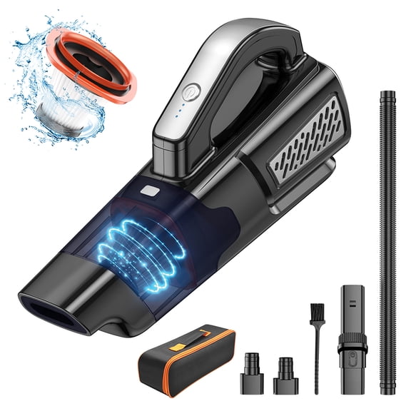 Lightweight Rechargeable Hand Vacuum, Hand Held Vacuum Cleaner, Compact Home and Car Vacuum with Crevice, High Power Suction, for Car Home Office, Black