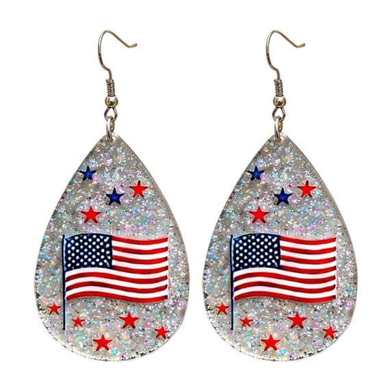 Lightweight Red White Blue Flag Dangle Stud Earrings for 4th of July, Cute Teardrop Design Patriotic Earrings for Women, Independence Day Veterans Day Memorial Day Accessories