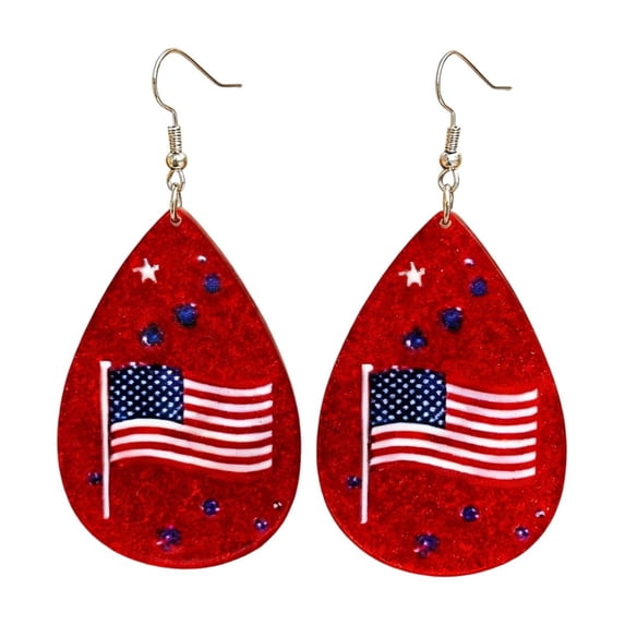 Lightweight Red White Blue Flag Dangle Stud Earrings for 4th of July, Cute Teardrop Design Patriotic Earrings for Women, Independence Day Veterans Day Memorial Day Accessories