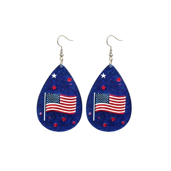 Lightweight Red White Blue Flag Dangle Stud Earrings for 4th of July, Cute Teardrop Design Patriotic Earrings for Women, Independence Day Veterans Day Memorial Day Accessories
