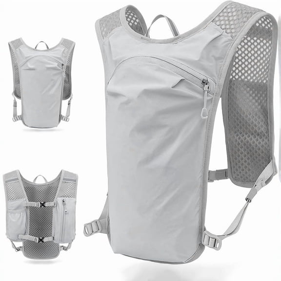 Lightweight Reflective Hydration Backpack with 250ml Water Bladder Bag for Hiking, Running, Cyclinggray,22  7  46cm)