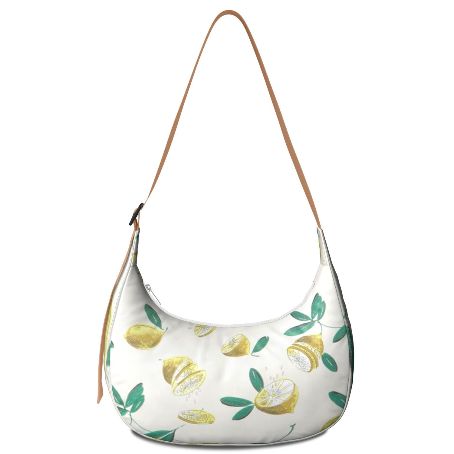 Lightweight Retro Lemon Print Hobo Purse for Women, Floral Summer Crossbody Shoulder Tote, Durable Water-Resistant Fruit Bag with Large Capacity Design