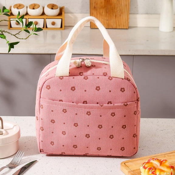 Lightweight Reusable Corduroy Lunch Bag, Leak-Proof Thermal Cooler Lunch Tote for Women Work Outdoor Picnic Trip Use