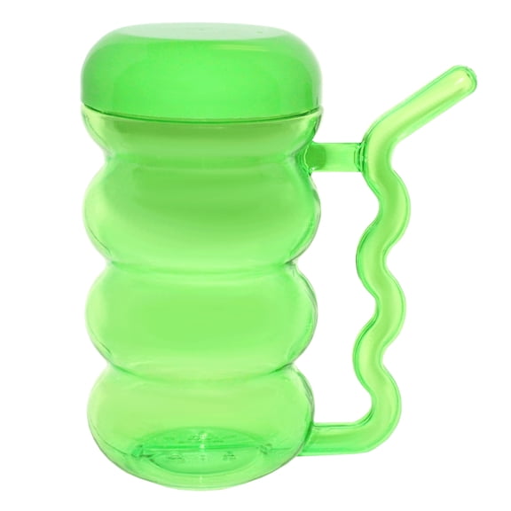 Cup with Built-In Straw Handle, Green 5.5" tall , 2.75" diameter