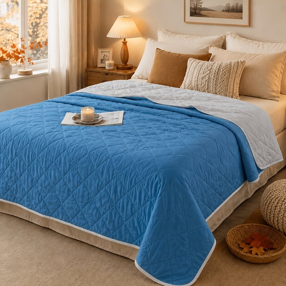 Lightweight Reversible Quilt, Soft Quilted Bedspread For Summer To Fall, Size 150cm*200cm