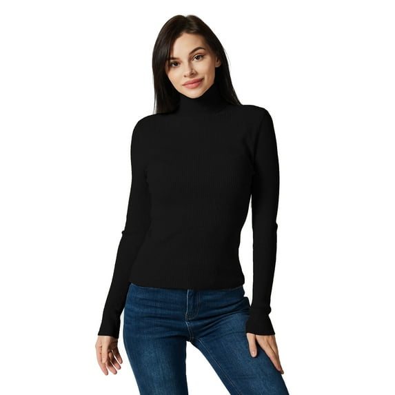 Lightweight Ribbed Turtleneck for Women - Slim Fit