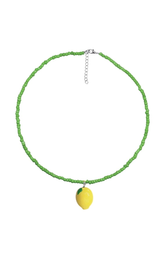 Lightweight Rice Bead Necklace Fruit Pendant Neckchain Adjustable Length Clavicle Chain Accessories for Everyday Use