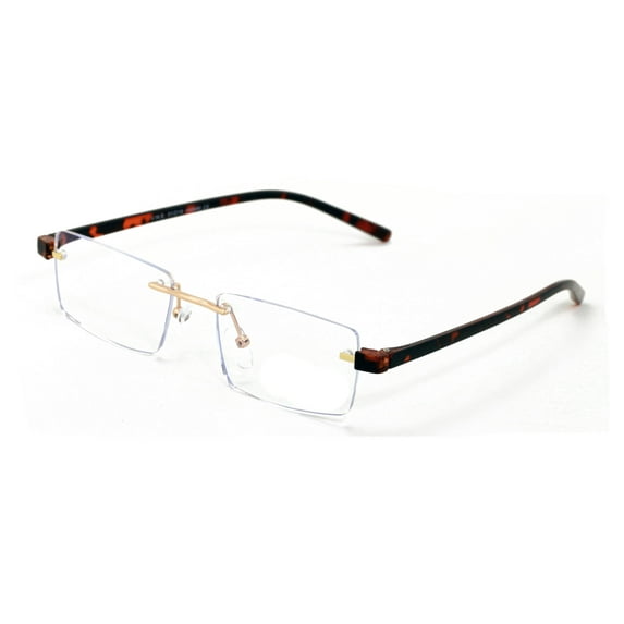 Lightweight Rimless Reading Glasses Metal with Flexible Temple - Rectangular Anti Blue Blocker Reader Clear Lens 1.00