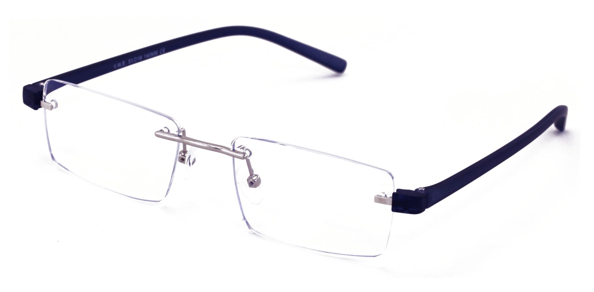 Oarton Rectangular Reader Lightweight Rimless Reading Glasses Metal with Flexible Temple ...