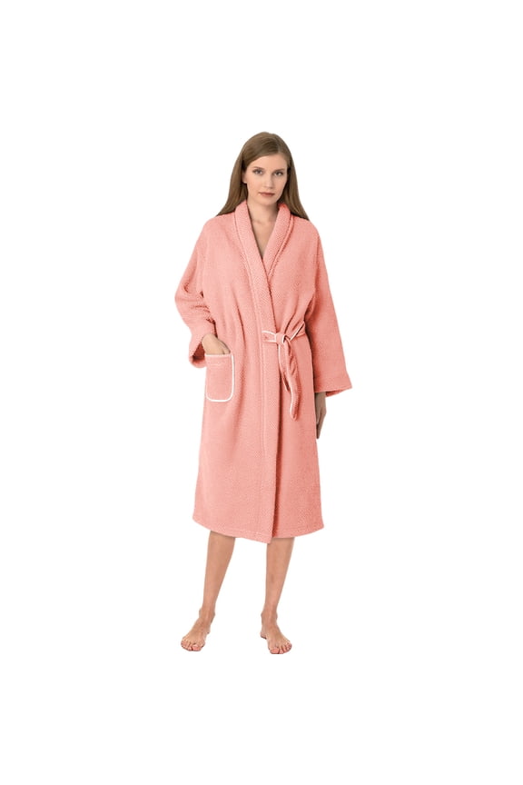 Lightweight Robes for Men and Women – Soft Breathable Knitted Summer Bathrobe with Pockets, Short Sauna Spa Robe for Home, Travel & Lounge, One Size Fits Most, Pink
