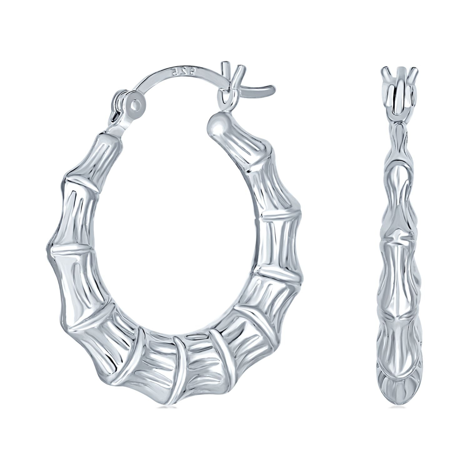 SLEEK BAMBOO HOOPS - SILVER – hoopmobb