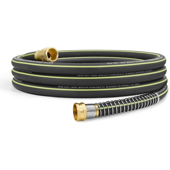Lightweight Rubber Garden Hose 25 ft, 5/8" Hybrid Rubber Hose with Solid Brass Fitting, Water Hose Pipe for Outdoor, Cleaning & Washing