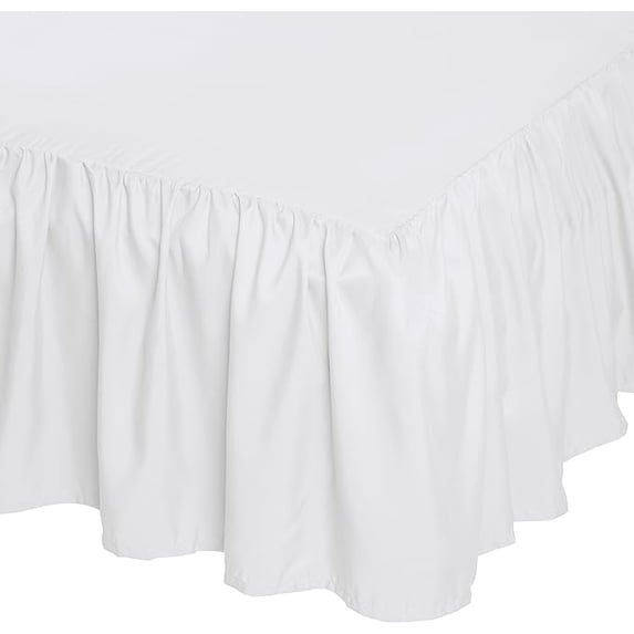 Lightweight Ruffled Bed Skirt, Classic Style, Soft and Stylish 100% Microfiber With 16" Drop, Full, White, Solid