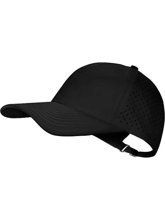 Lightweight Running Cap Adjustable Quick-Dry Baseball Hat for Men & Women, Athletic Fitted Sport Cap(RL Black 1 PC)