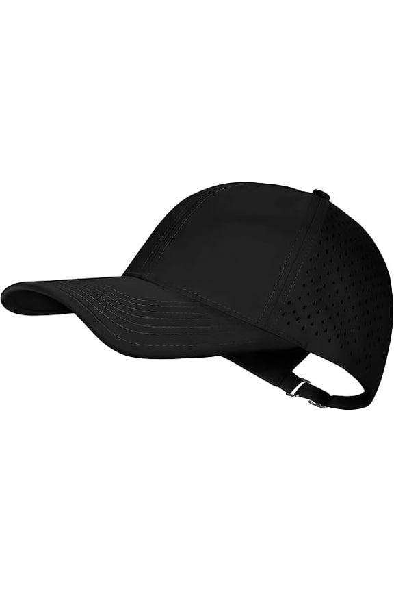Lightweight Running Cap – Adjustable Quick-Dry Baseball Hat for Men & Women, Athletic Fitted Sport Cap(RL Black 1 PC)