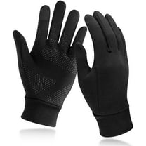 Lightweight Running Gloves, Touch Screen Anti-Slip Warm Gloves Liners for Cycling Biking Sporting Driving for Men Women-Black Medium